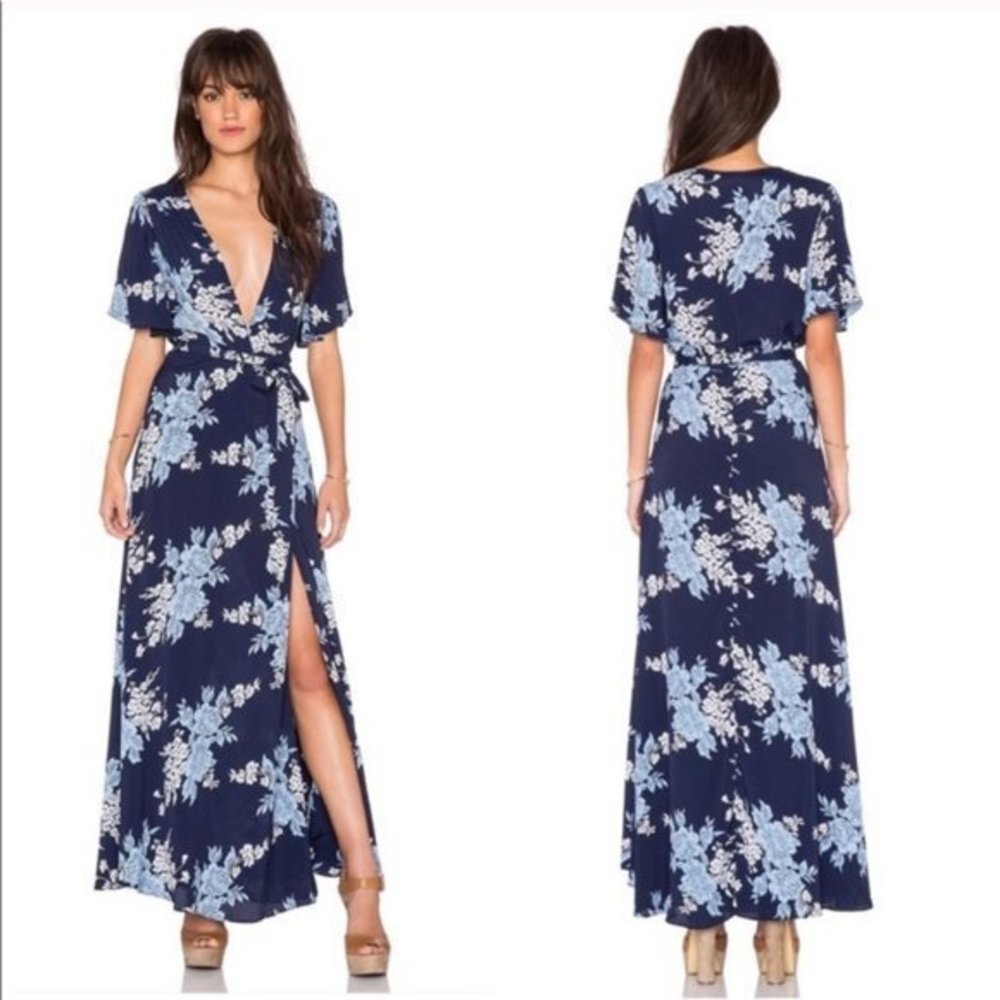 NWT Privacy Please Plaza Blue Floral Maxi Dress